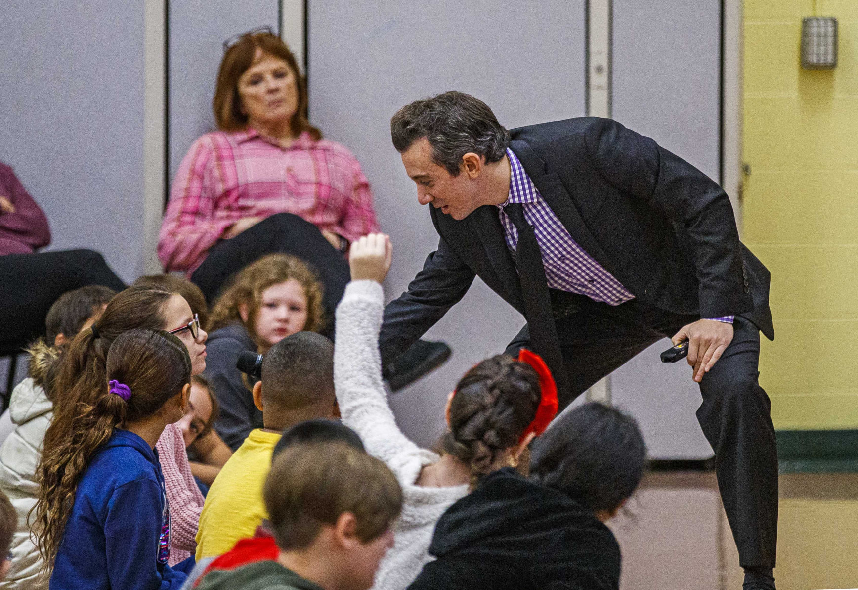 Meteorologist Joe Martucci at Frog Pond Elementary School